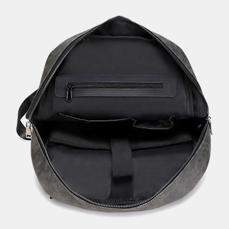 Men Multi-pocket Breathable PU Leather Backpack Vintage 14 Inch Laptop Bag Large Capacity Travel