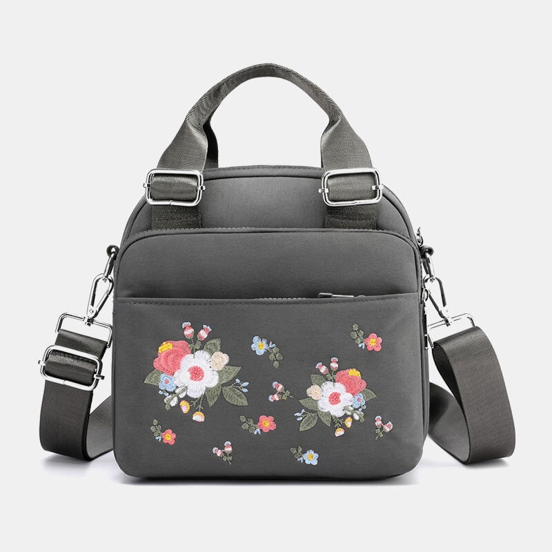 Women Light Weight Waterproof Flower Embroidered Crossbody Bag Shoulder Bag