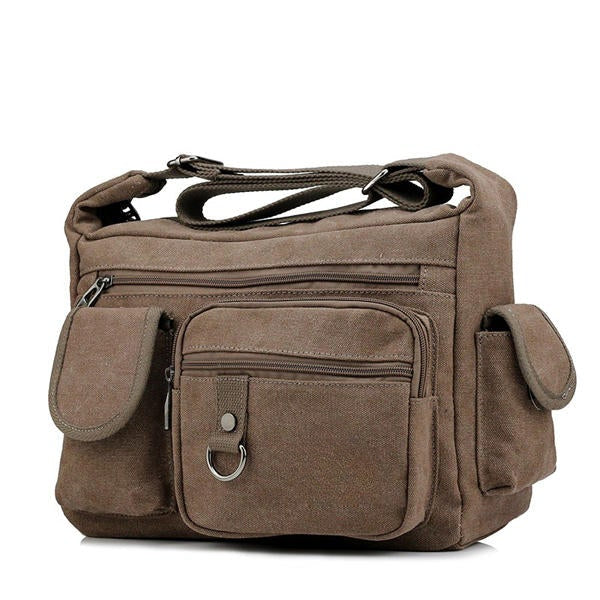 Men's Large Canvas Messenger Bag - Casual Travel Crossbody
