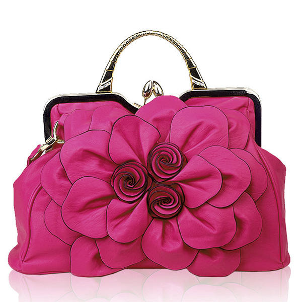 Women Elegant Handbag Rose Floral Fashion Cosmetic Bag