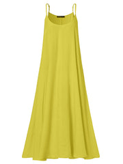 Solid Color Sleeveless Straps Holiday Casual Maxi Dress