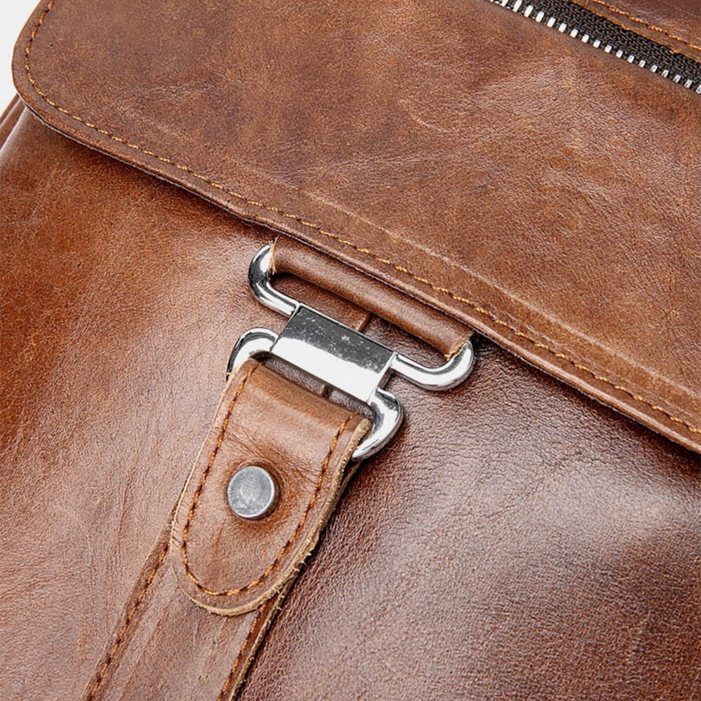 Men Business Retro Genuine Leather Waterproof Wear-resisting Crossbody Bag