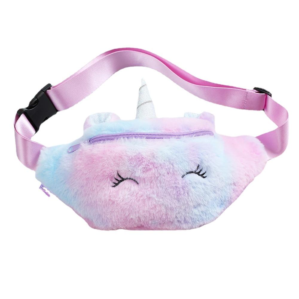 Fashionable Girls' Plush Waist Bag With Cute Unicorn Shape For Phone Coin
