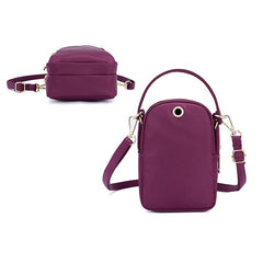 Women Nylon Waterproof Multi- Slot Solid Crossbody Mini Portable Phone Bag