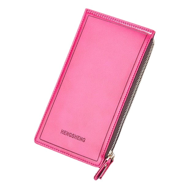 Women Faux Leather Leisure Double Zipper Long Wallet Multi-slots Card Holder Purse