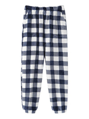 Women Plaid Pattern Plush Thicken Warm Home Sleepwear Pants