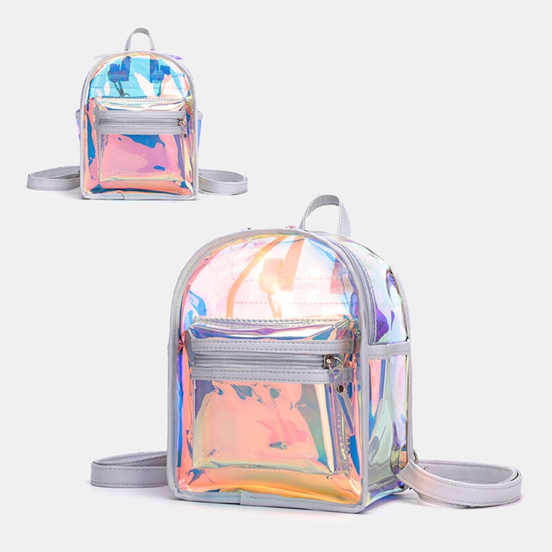 Women 2Pcs Transparent Jelly Multi-carry Mini Backpack Crossbody Bag Handbag