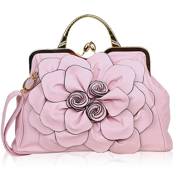 Women Elegant Handbag Rose Floral Fashion Cosmetic Bag