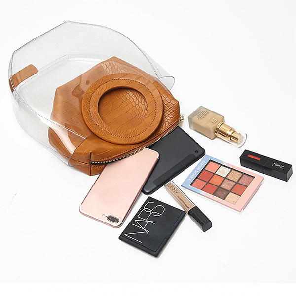 Women Crocodile Pattern Bag Clear 2 Pieces Handbag