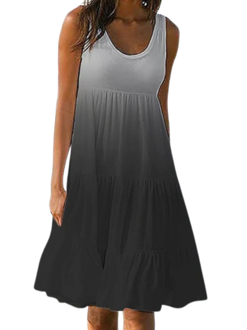 Women's Gradient Color Sleeveless Crew Neck Casual Loose Dress