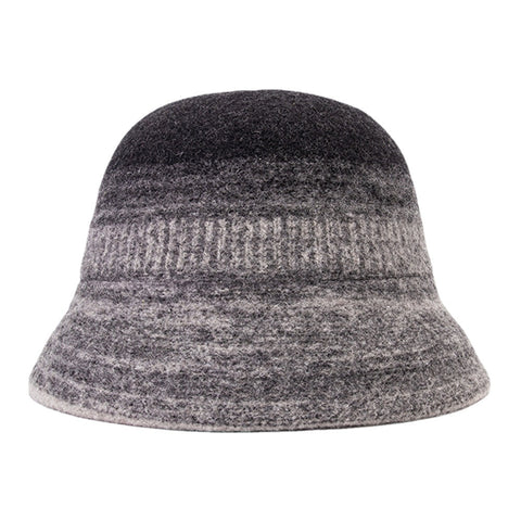 Unisex Gradient Dome Wide Brim Fedora Hat Outdoor Elegant Wild Sunshade Warm Bucket Hat