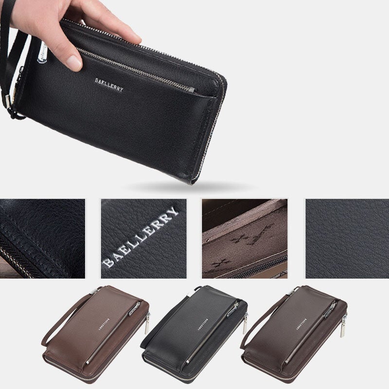 Men Faux Leather Long Wallet Clutches Bag Phone Bag