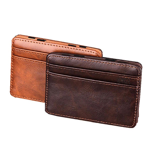 PU Money Card Clip Magic Wallet Casual Clutch Bus Card Bag