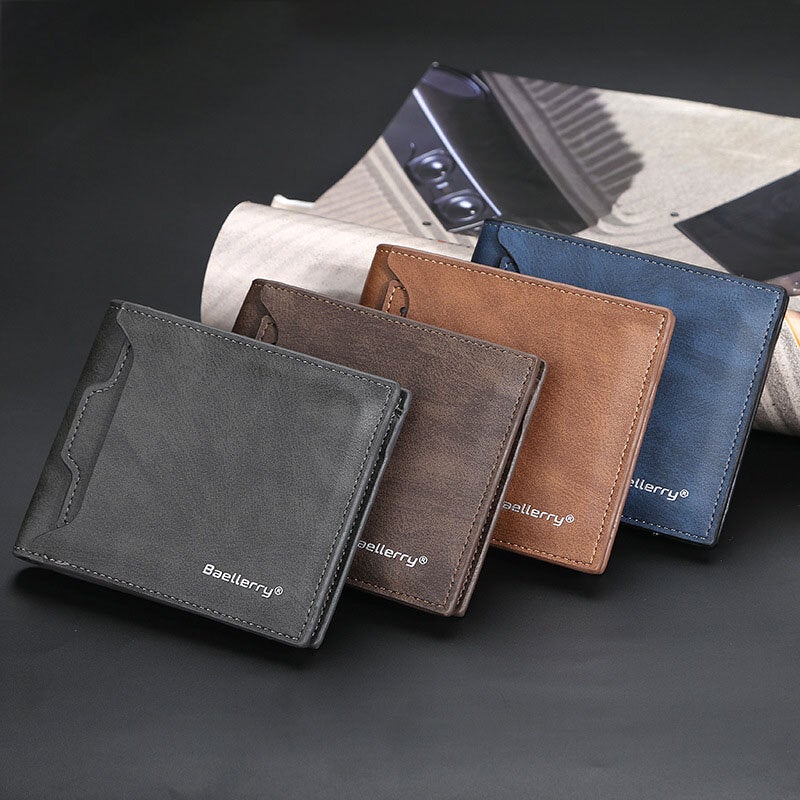 Men PU Leather Multi-card Slot Casual Thin Money Clip Card Holder Wallet