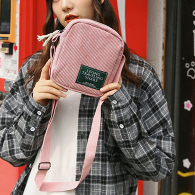 Unisex Corduroy Retro Mini Universal Outdoor Phone Bag Crossbody Shoulder