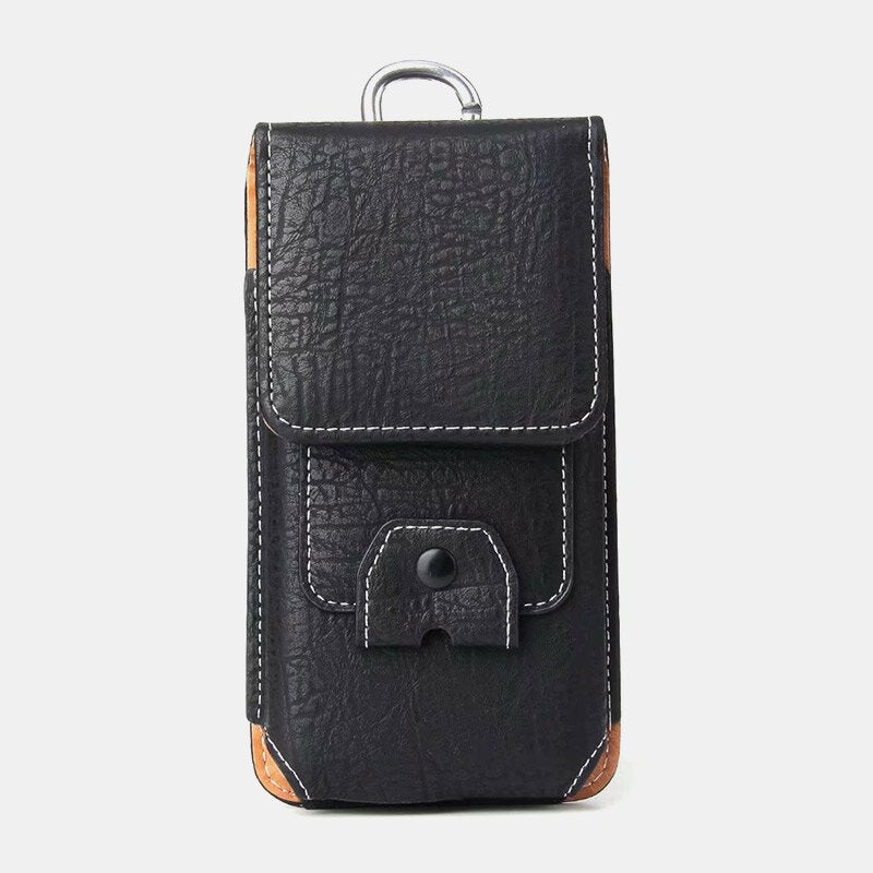 Men Multifunction Earphone Storage Belt Bag Vintage Faux Leather Phone Waist