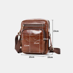 Men Genuine Leather Multi-function Retro Wear-resisant Large Capacity Handbag Shoulder Bag Cross Body