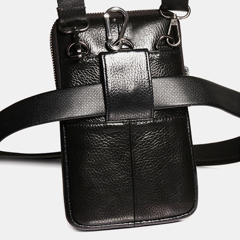 Men Genuine Leather Belt Bag Casual Crossbody Shoulder