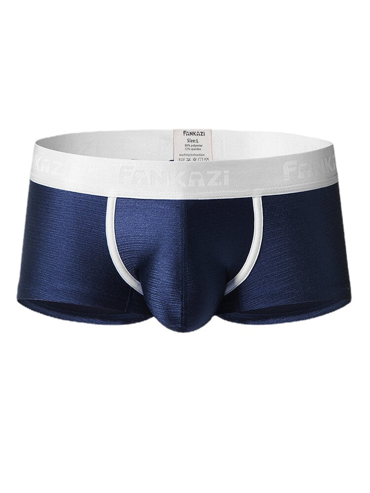 Mens Soft Comfy Ice Silk U Convex Boxer Briefs