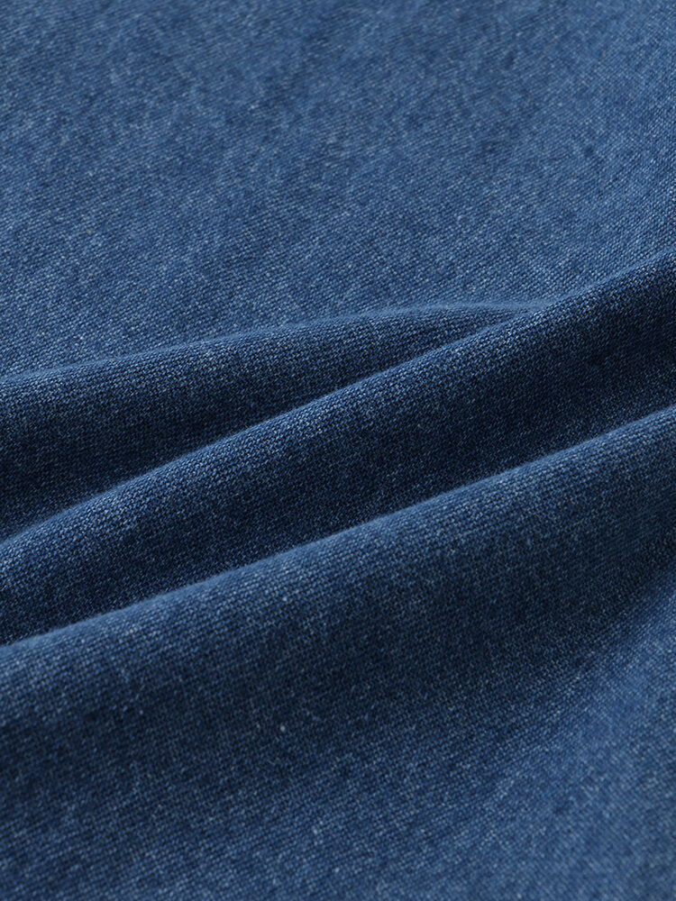 Women Casual Zipper Fly Lace-Up Mid Waist Wide Leg Jeans With Pocket