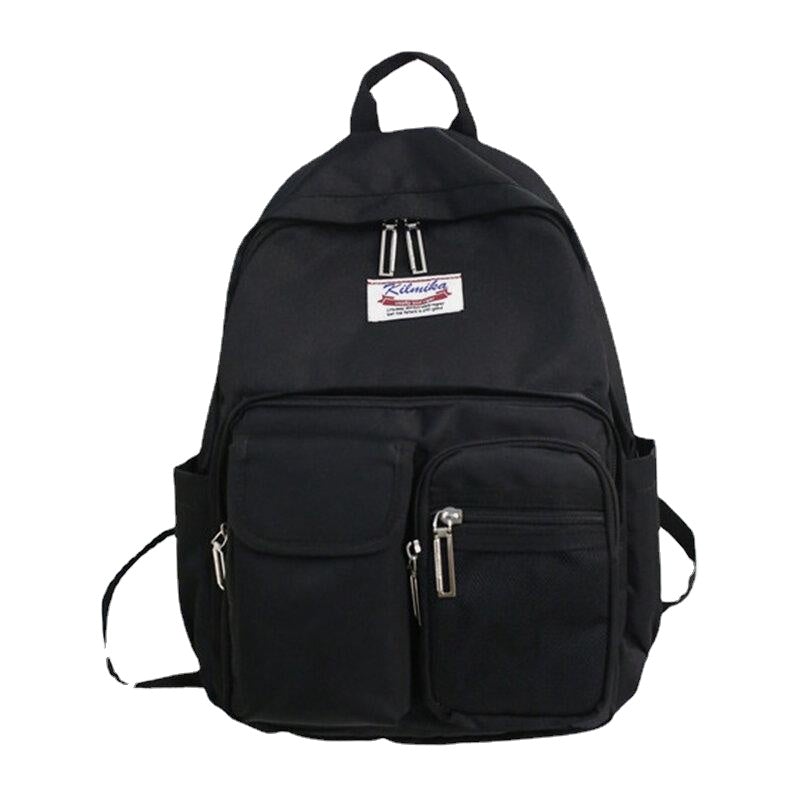 Women Solid Backpack Casual Large Capacity Multi-Pocket School Bag Backpack