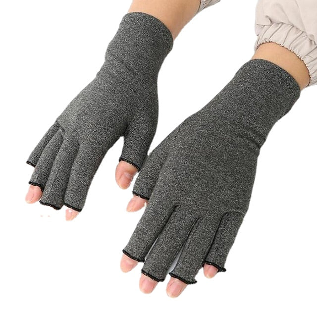 Copper Compression Gloves for Arthritis Relief, Hand Pain, Swelling & Carpal Tunnel - Fingerless Typing Support