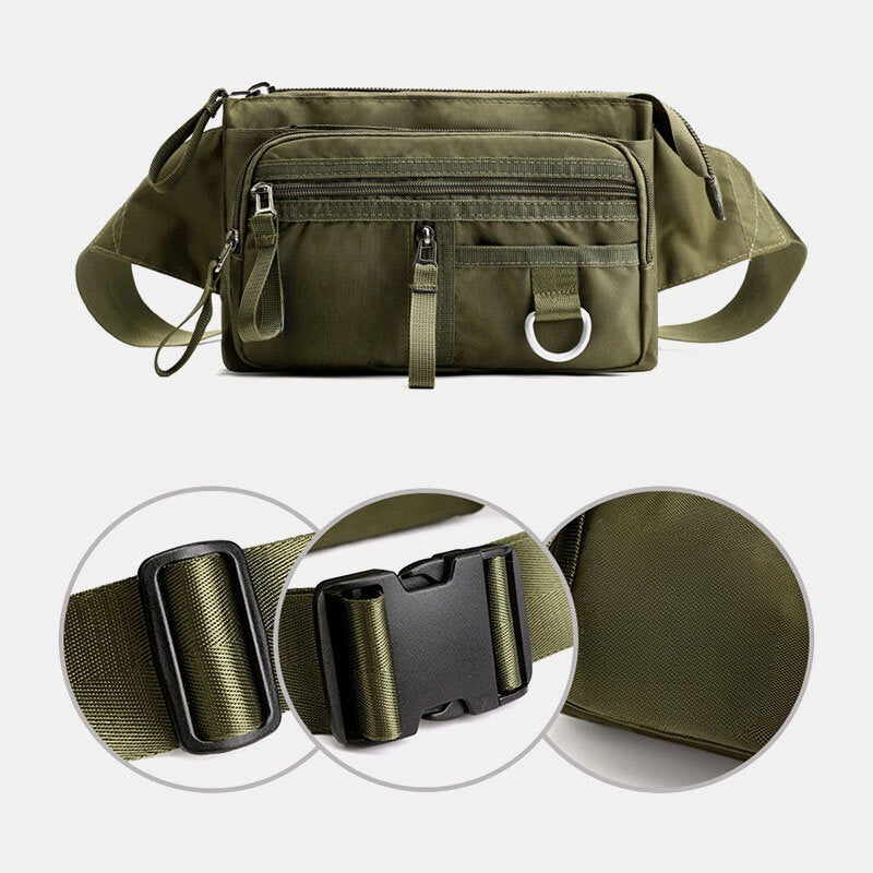 Men's Nylon Multi-layer Anti-theft Crossbody Chest Bag with Multi-pockets