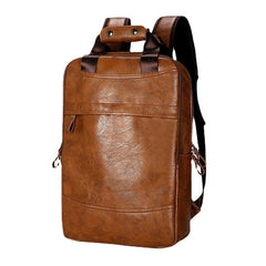 Men Large Capacity Faux Leather Backpack For Outdoor Travel