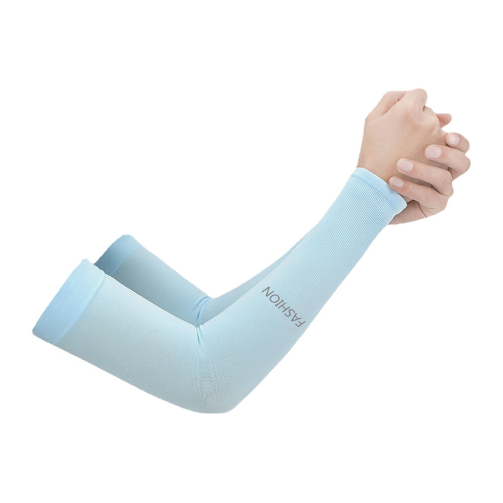 Women Ice Silk Solid Color Letter Printing Long Sun Protection Breathable Sleeves Glove