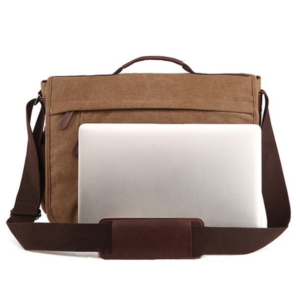 Large Capacity Canvas Business Laptop Bag Shoulder Crossbody For Men