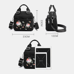 Women Light Weight Waterproof Flower Embroidered Crossbody Bag Shoulder Bag