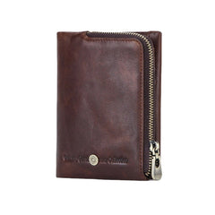 Men Genuine Leather RFID Anti-theft Retro Business Durable Zipper Multi Card Slots Holder Wallet