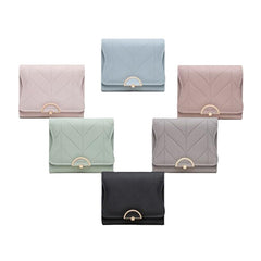 Women Trifold Short Wallet Leaf Line Design Folding Money Clip Multi-card Slot Card Holder