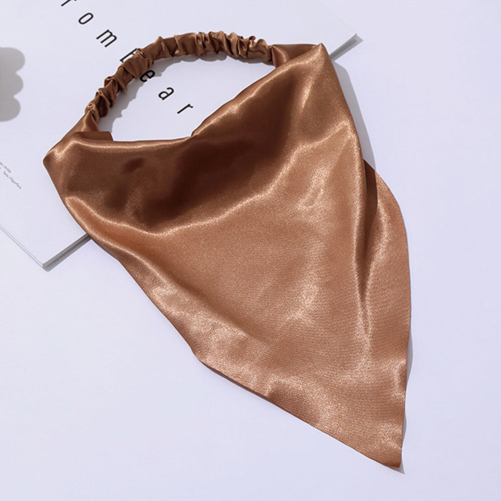 Women Chiffon Solid Color Elastic Wild Triangle Scarf Headband Headscarf Headwear