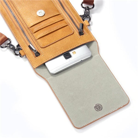 Vintage PU Leather Card Holder 6inch Phone Shoulder Bag Crossbody Bags