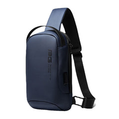 Men Oxford Cloth Multi-carry Casual Solid Color Business Shoulder Bag Chest With USB Charging