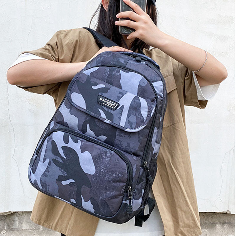 Men Large Capacity Camouflage Waterproof Student School Bag 15.6 Inch Laptop Bag Travel Outdoor Backpack