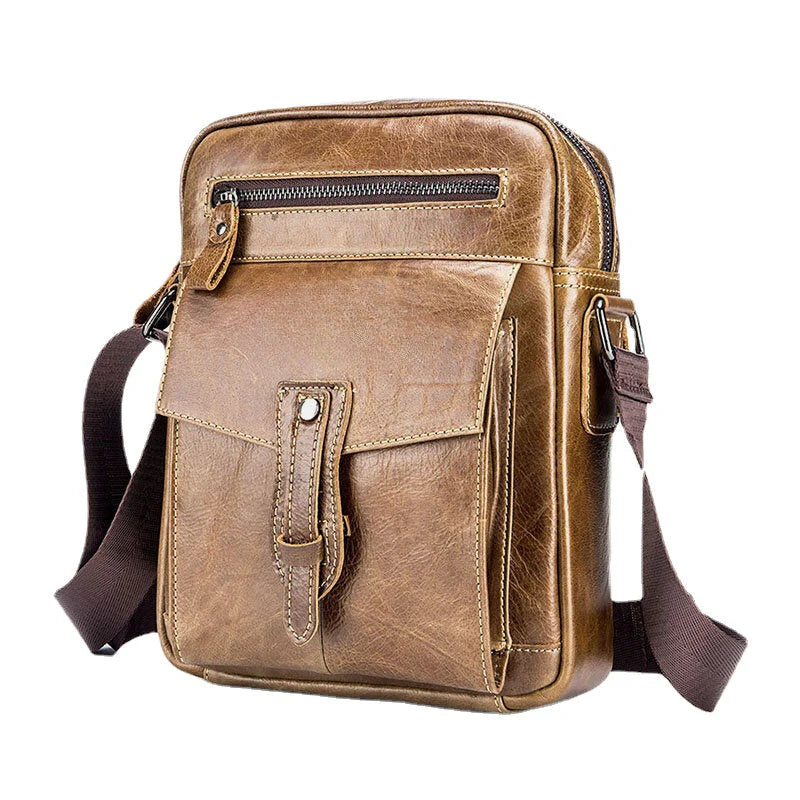 Men's Genuine Leather Retro Business Crossbody Shoulder Bag