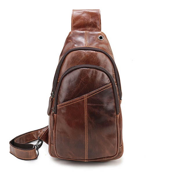 Men Vintage Genuine Leather Retro Crossbody Bag Chest