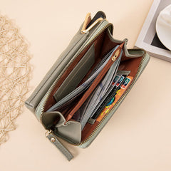 Women Faux Leather Fashion Multifunction Waterproof Crossbody Bag Brief Phone Bag