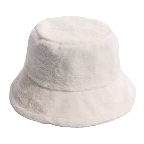 Women Bucket Hat Rabbit Fur Dome Thicken Warmth Windproof Ear Protection Hat