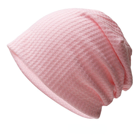 Women Autumn Winter Warmth Plaid Pattern Knitted Hat Baotou Hat Soft Breathable Elastic Adjustable Bonnet Hat Beanie Hat