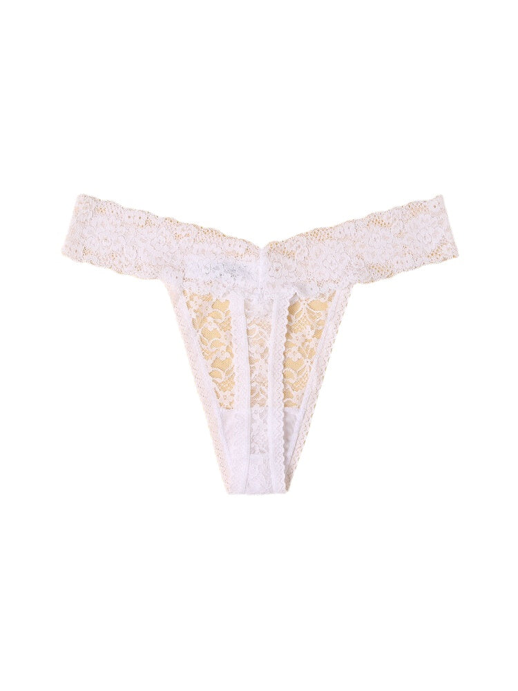 Plus Size Women Lace Solid Color Thong Low Rise Underwear