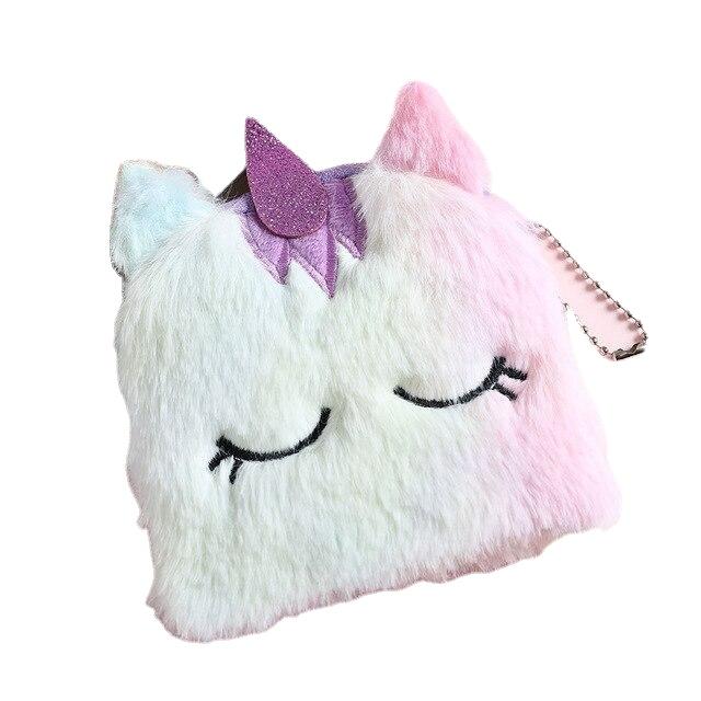 Fashionable Girls' Plush Waist Bag With Cute Unicorn Shape For Phone Coin