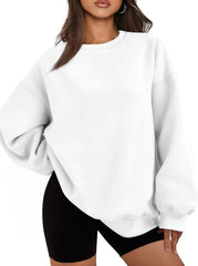 Women's Oversized Fleece Sweatshirt - Fall/Winter Casual Crewneck Pullover Top