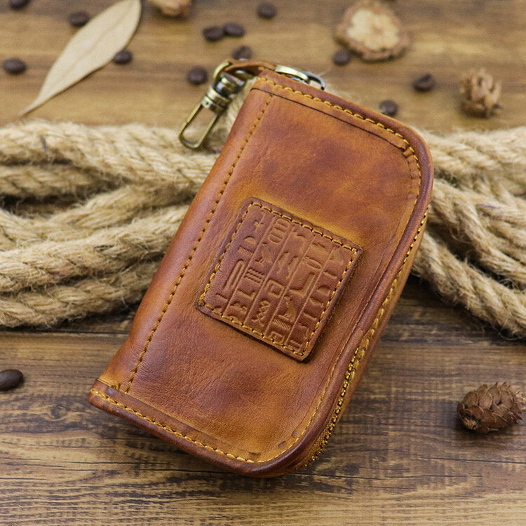 Men Genuine Leather Vintage Key Bag Wallet  Money Clip