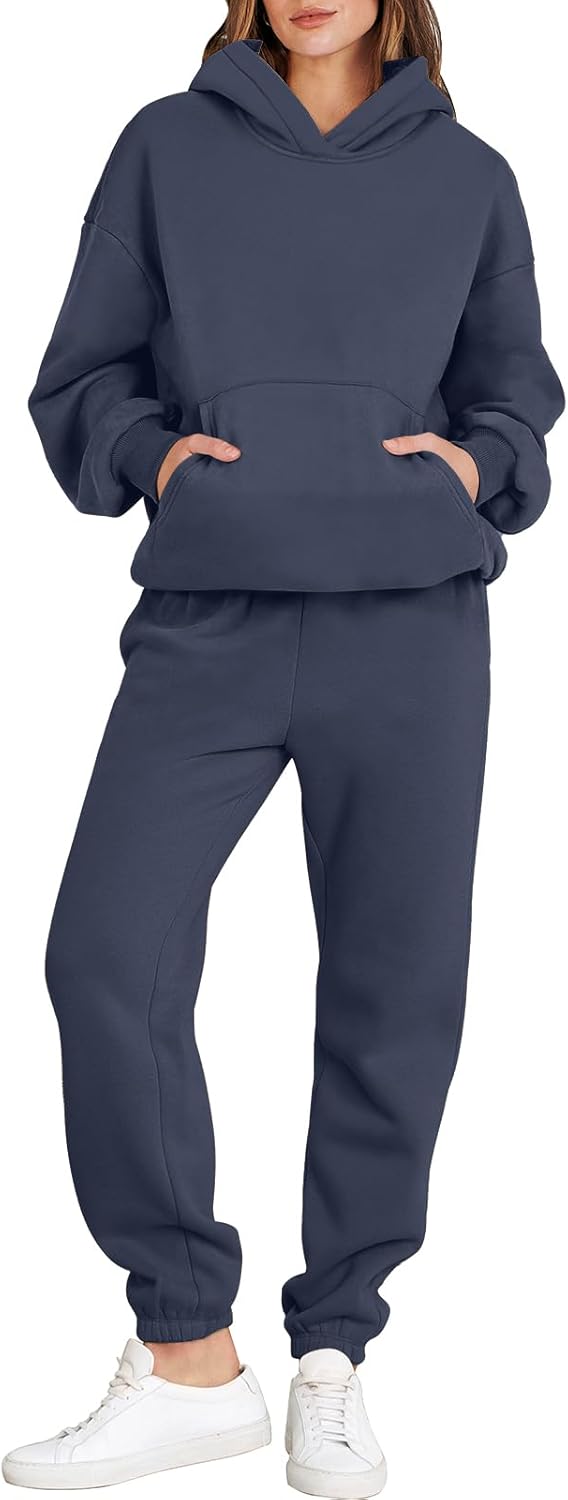 Women's Y2K 2 Piece Tracksuit - Oversized Hoodie & Jogger Sweatpants Set