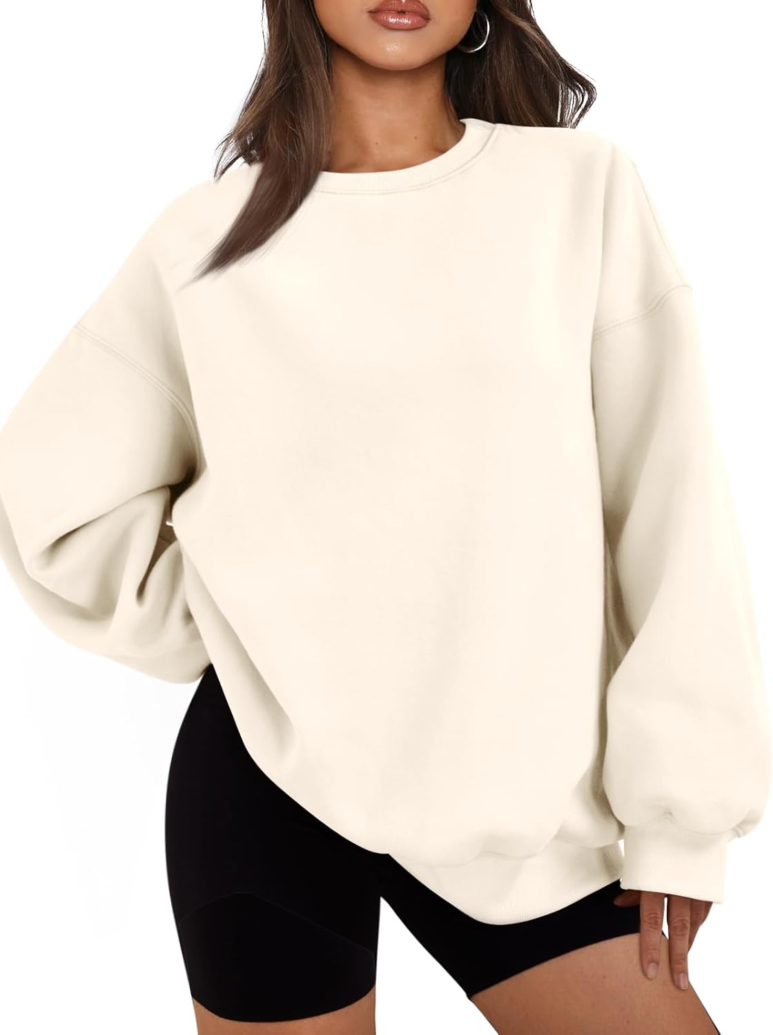 Women's Oversized Fleece Sweatshirt - Fall/Winter Casual Crewneck Pullover Top