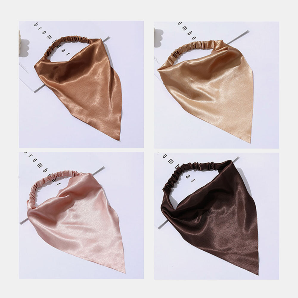 Women Chiffon Solid Color Elastic Wild Triangle Scarf Headband Headscarf Headwear