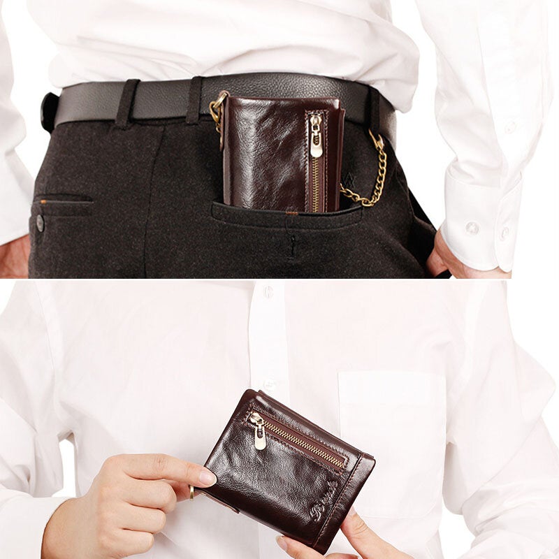 Men Trifold Short Multifunction Vertical Wallets RFID Blocking Multi-card Slot Card Holder Minimalist Coin Purse